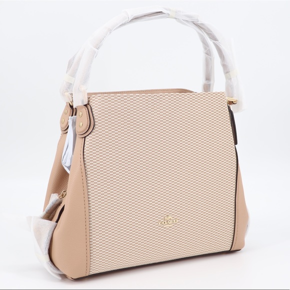 New Coach Edie 31 Jacquard and Leather Shoulder Bag Beechwood - Picture 4 of 13